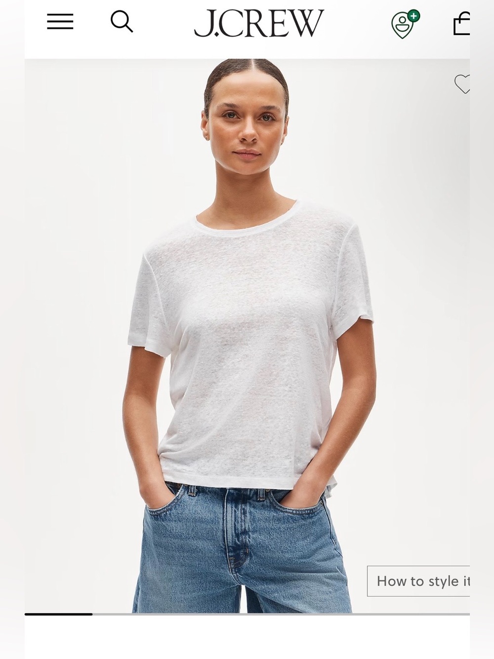 J.Crew New relaxed linen T-shirt in white